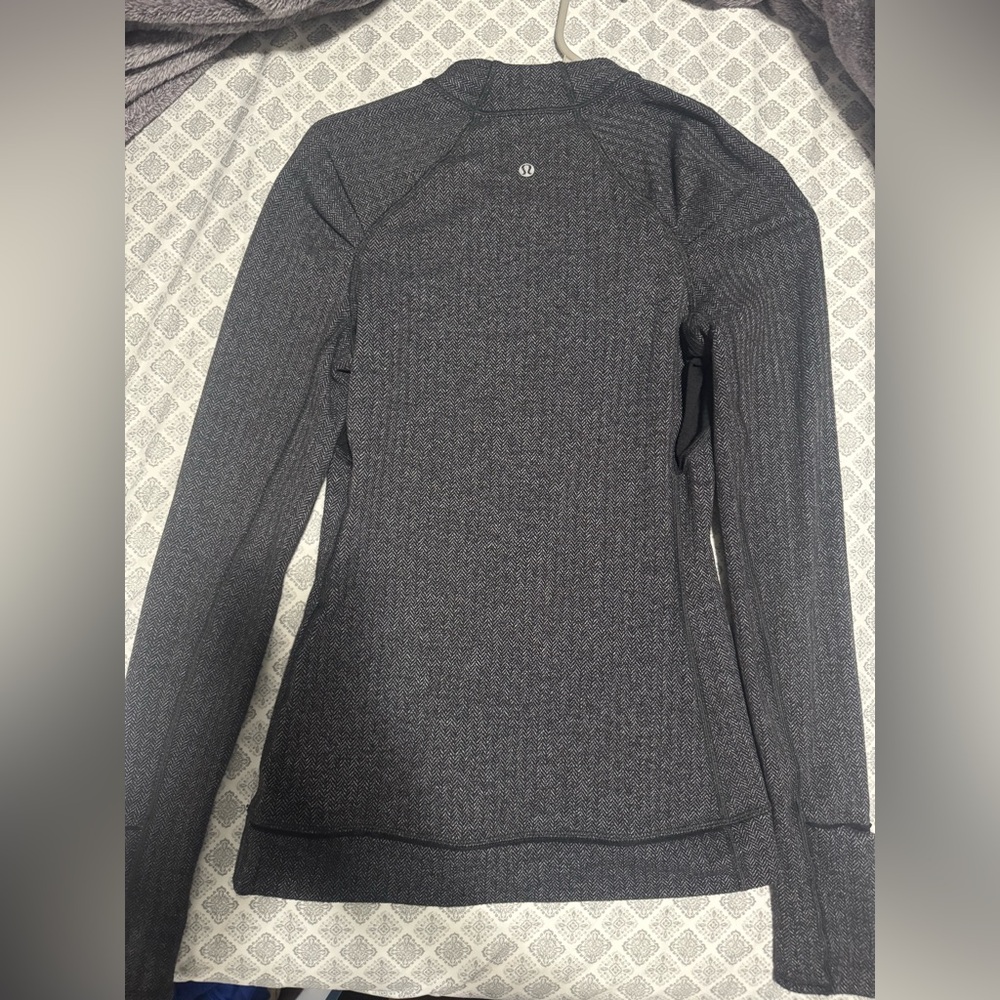 lululemon athletica Gray Ribbed Fitted Long Sleeve Hoodie